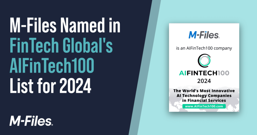 M-Files Recognized as an AI Innovator with AIFINTECH100 Listing