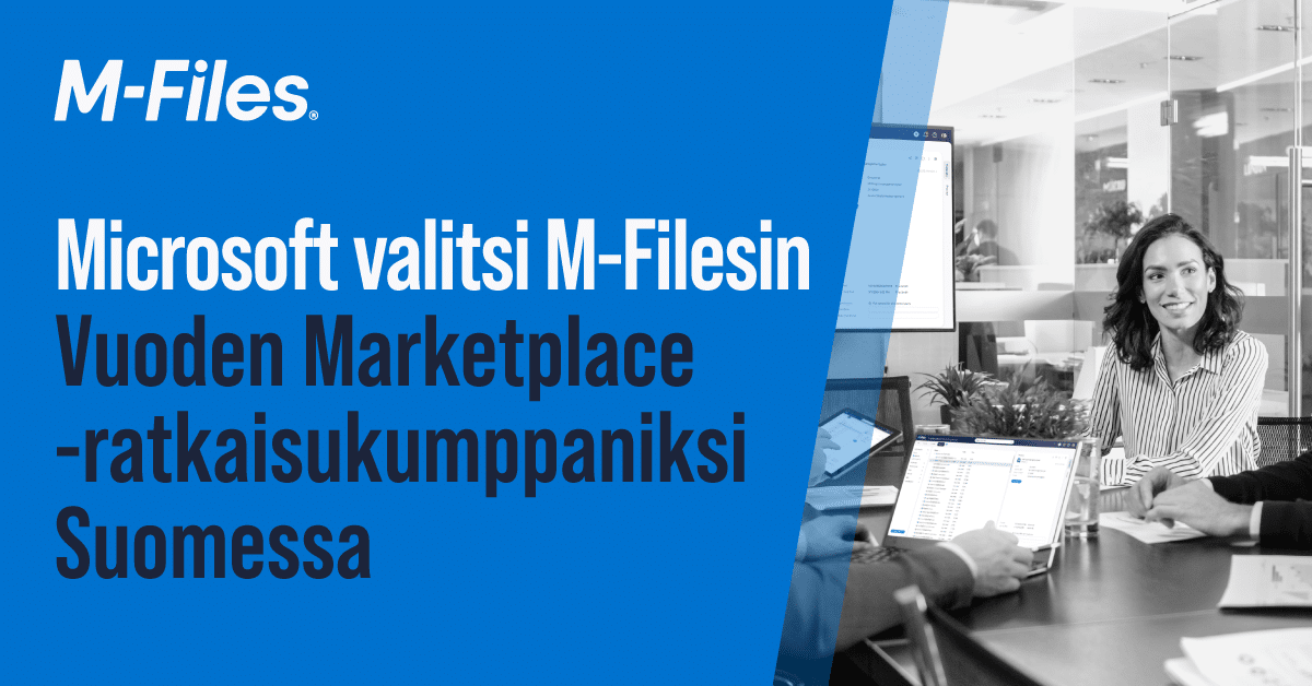 Microsoft valitsi M-Filesin Vuoden Marketplace -ratkaisukumppaniksi Suomessa